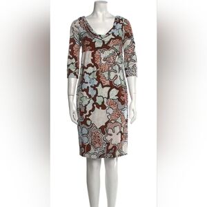 Diane Von Furstenberg Vintage Darly Cowl Neck Silk Sheath Dress Pockets Size 4